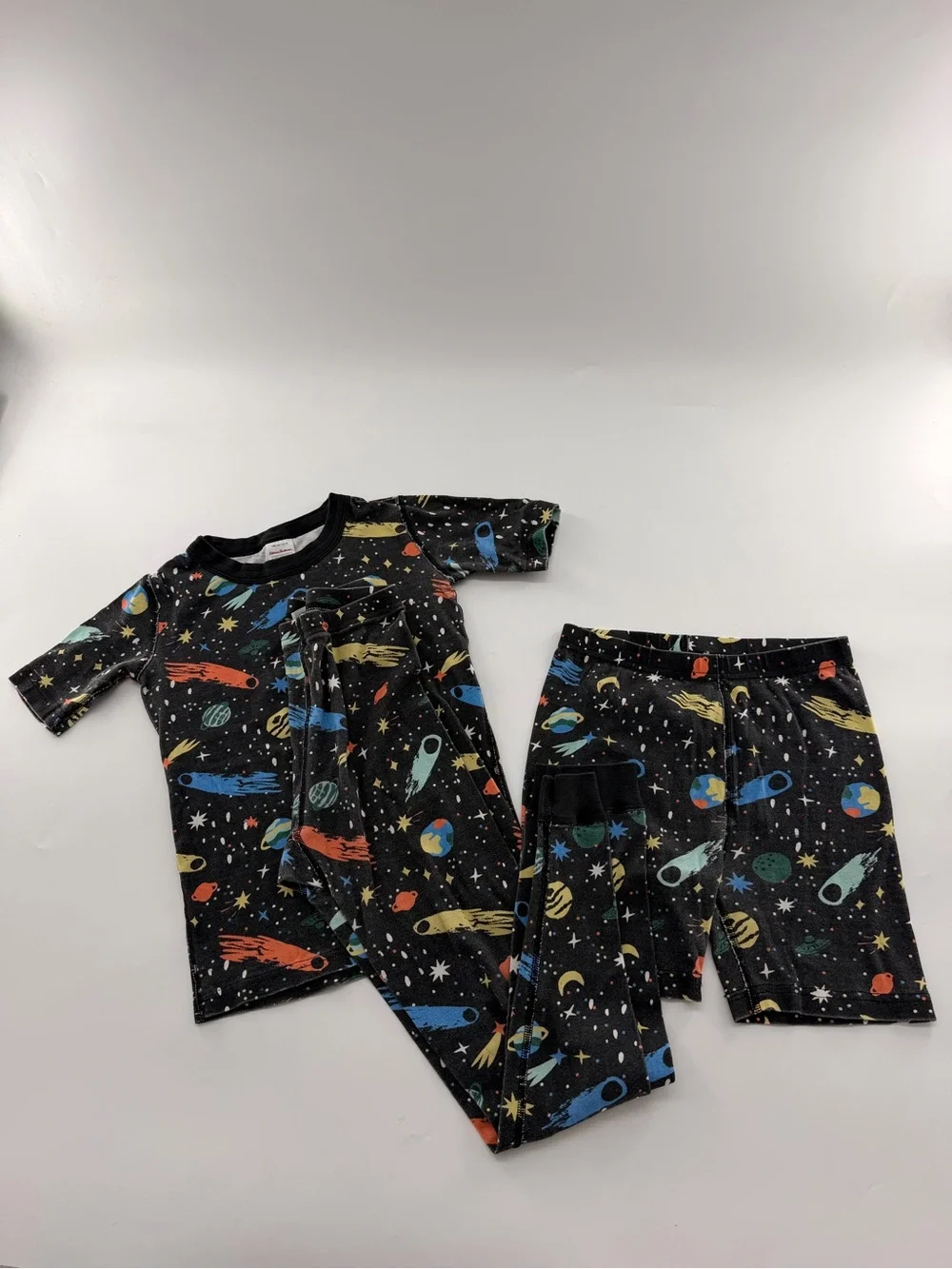Hanna Andersson Black Long John Short Sleeve Shorts Set 3pc Black Interstellar